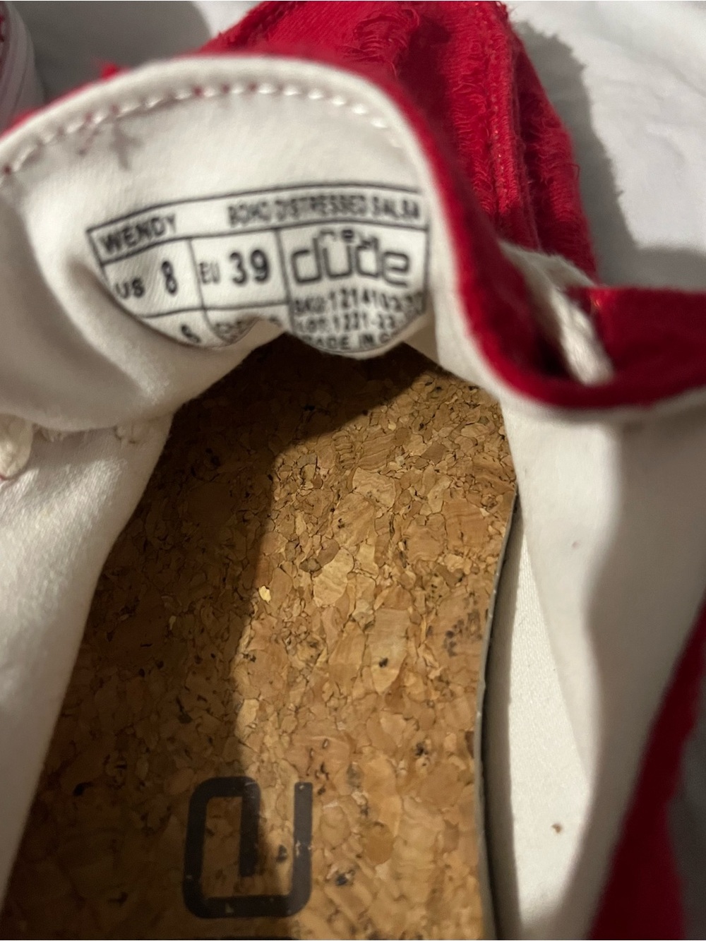 Hey Dude Red Canvas frayed Slip-On Sneakers (Wendy) worn once - too small for me